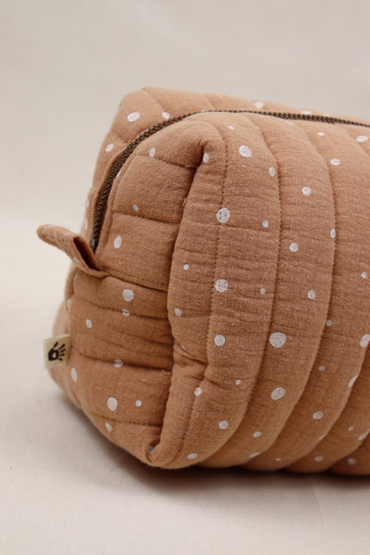 Toilettas Roest met stippen (donkere rits)