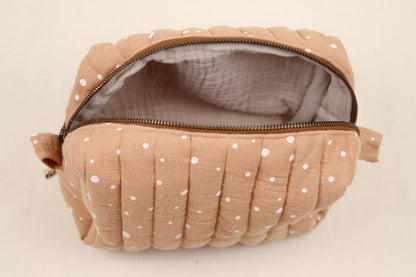 Toilettas Roest met stippen (donkere rits)