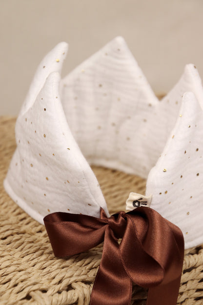 Kroontje Wit met gouden stipjes